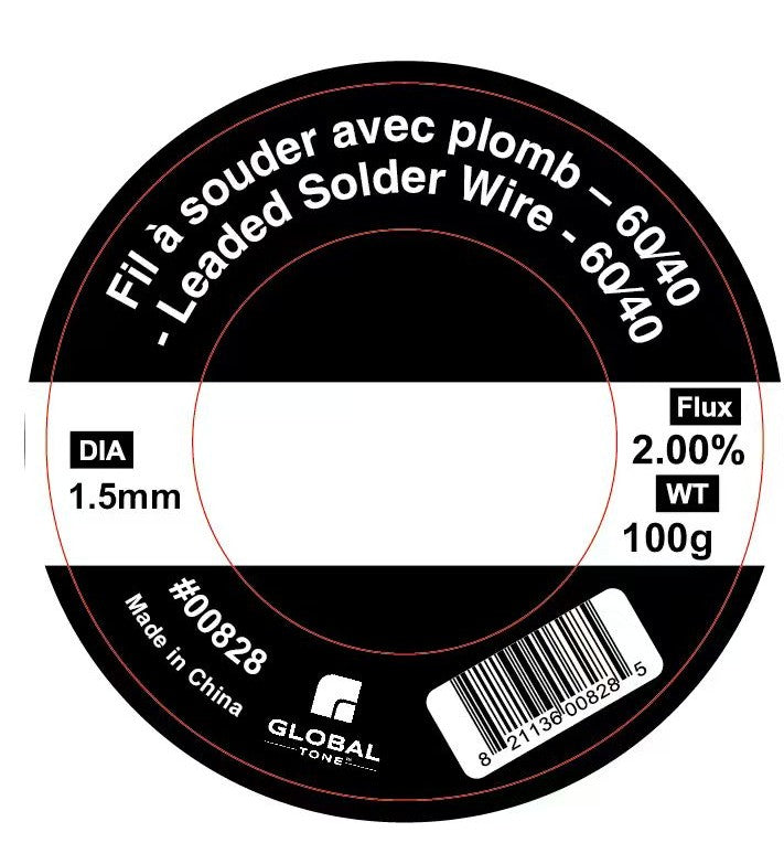 Soudure au plomb 60/40 avec flux 2 %, bobine de 100 g