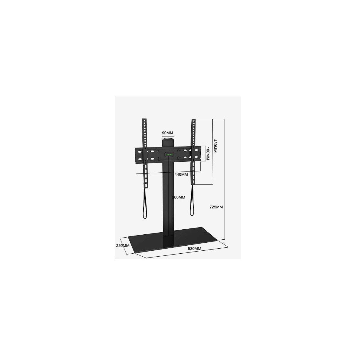 Support de table pour téléviseur 32 à 65 po, verre trempé 10 mm, 30 kg