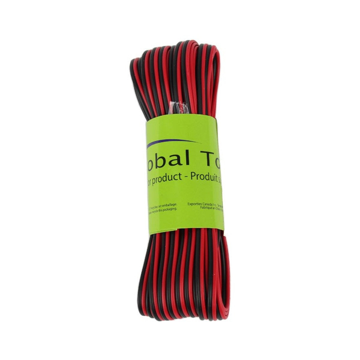Fil de haut-parleurs 22 AWG, rouge/noir, ignifuge, CCA, 25 pi