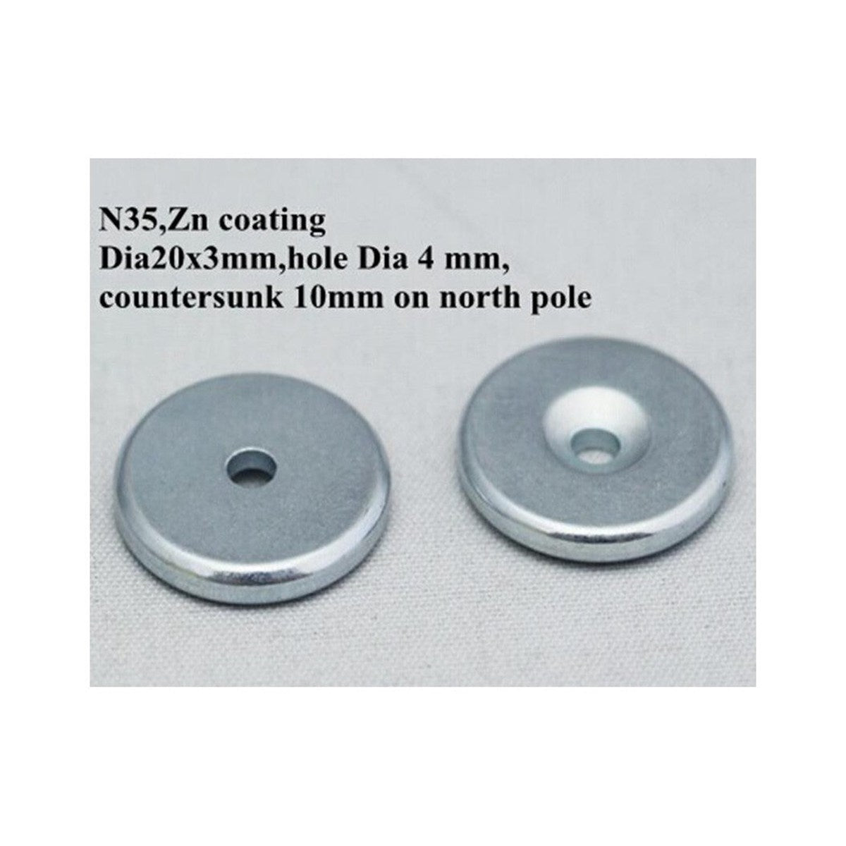 Aimant rond en terre rare N35 avec trou, 20 x 3 mm, 2800 gauss