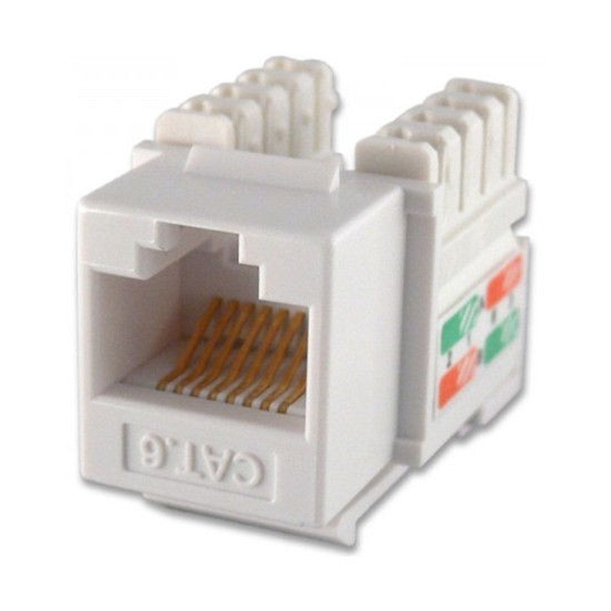 Prise keystone RJ45 CAT6 à 90 degrés, contacts 50 µ or, type 110, blanc