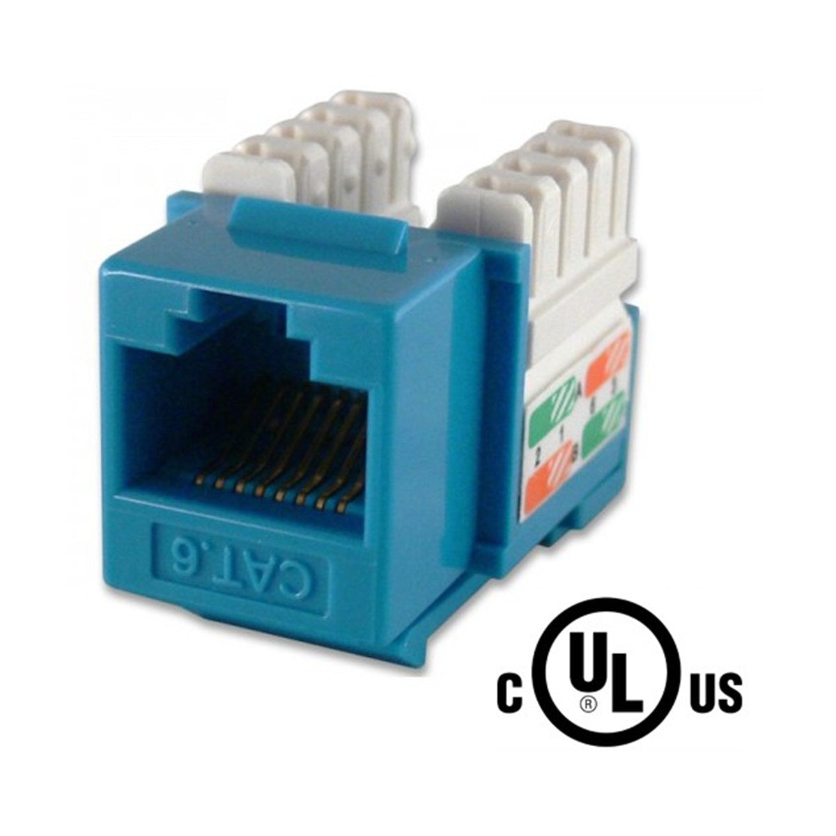 Prise keystone RJ45 CAT6 à 90 degrés, contacts 50 µ or, type 110, bleu