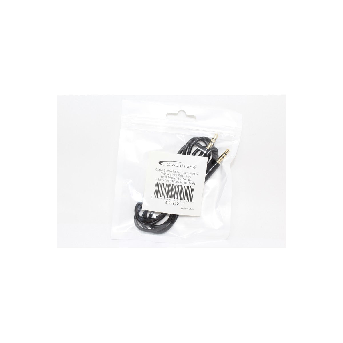 Câble audio stéréo 3,5 mm mâle à mâle, connecteurs minces, 3 pi