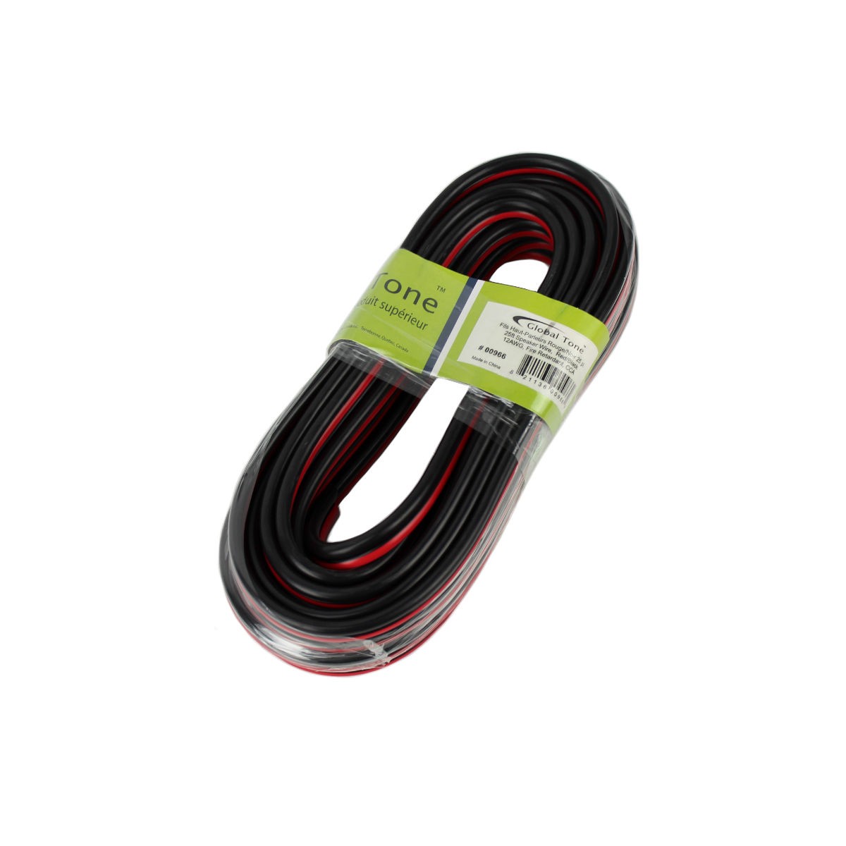 Fil de haut-parleurs 12 AWG, rouge/noir, ignifuge, CCA, 25 pi