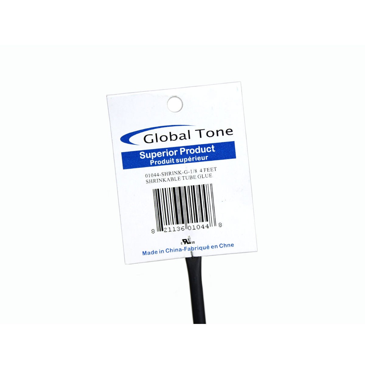 Gaine thermorétractable double paroi 3:1 avec colle, 1/8 po, noir, 4 pi