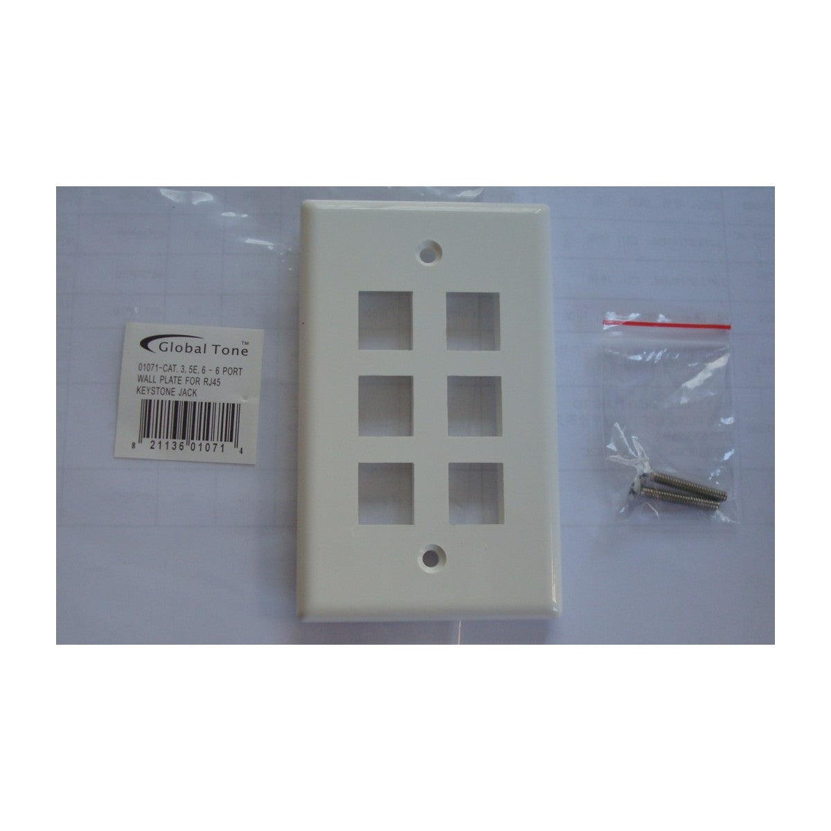 Plaque murale keystone 6 ports, blanche