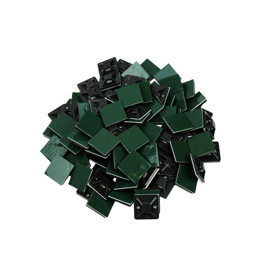 Embases adhésives pour attaches de câble, 1 po, résistantes aux UV, noir, sac de 100