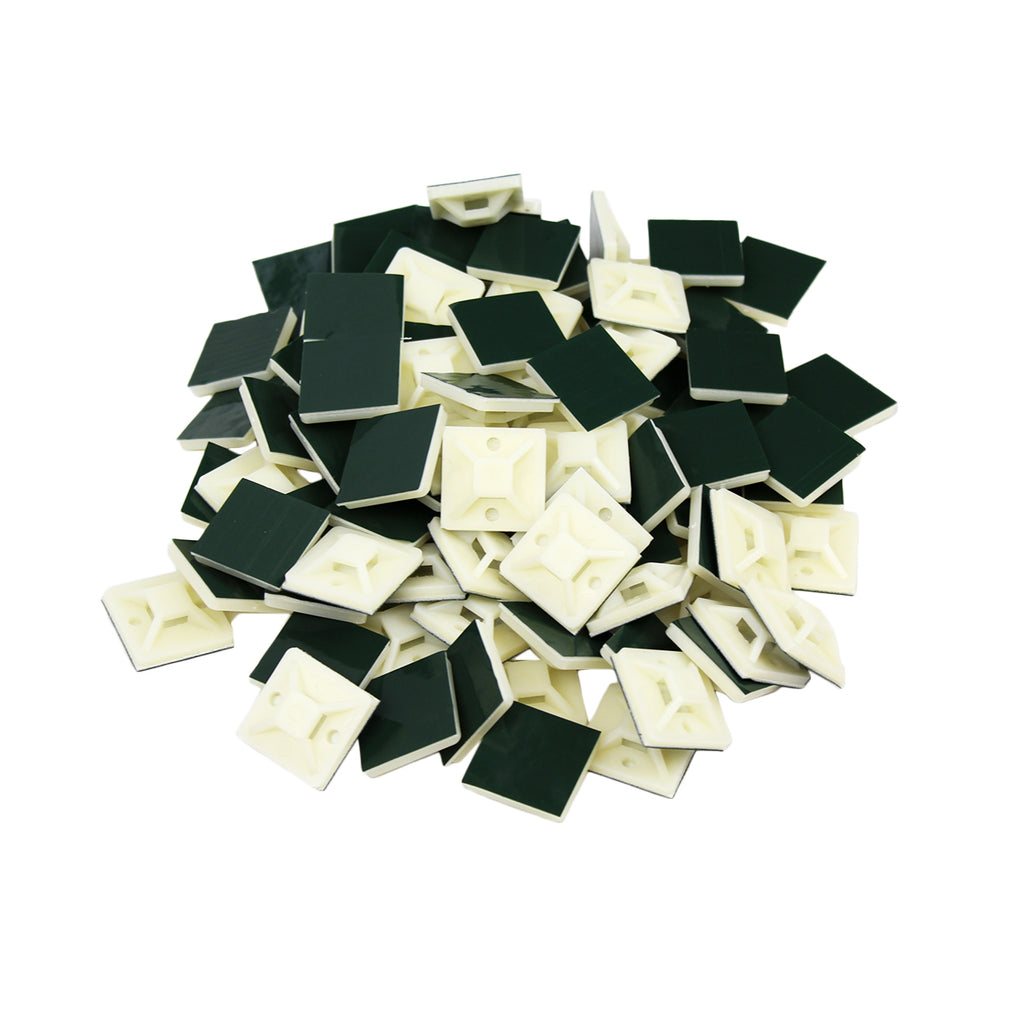 Embases adhésives pour attaches de câble, 1 po, résistantes aux UV, naturel, sac de 100