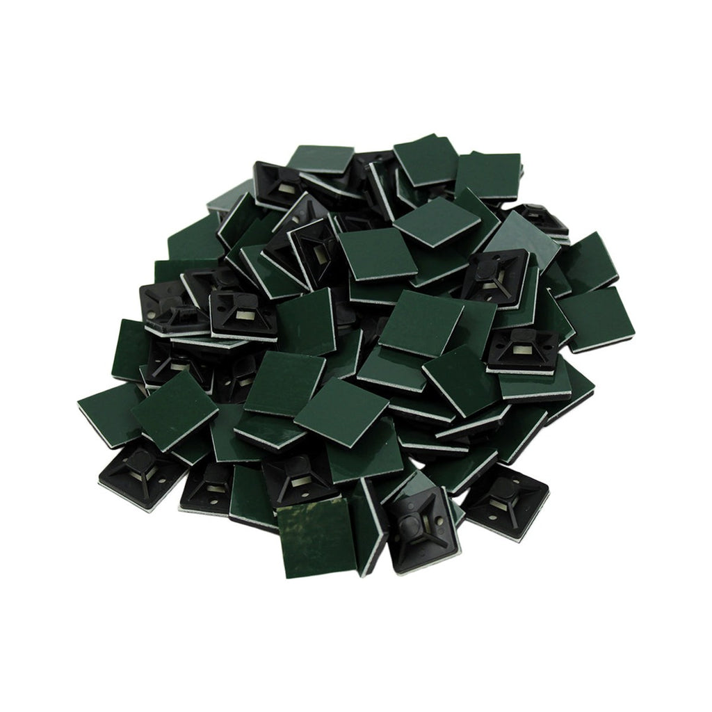 Embases adhésives pour attaches de câble, 3/4 po, résistantes aux UV, noir, sac de 100