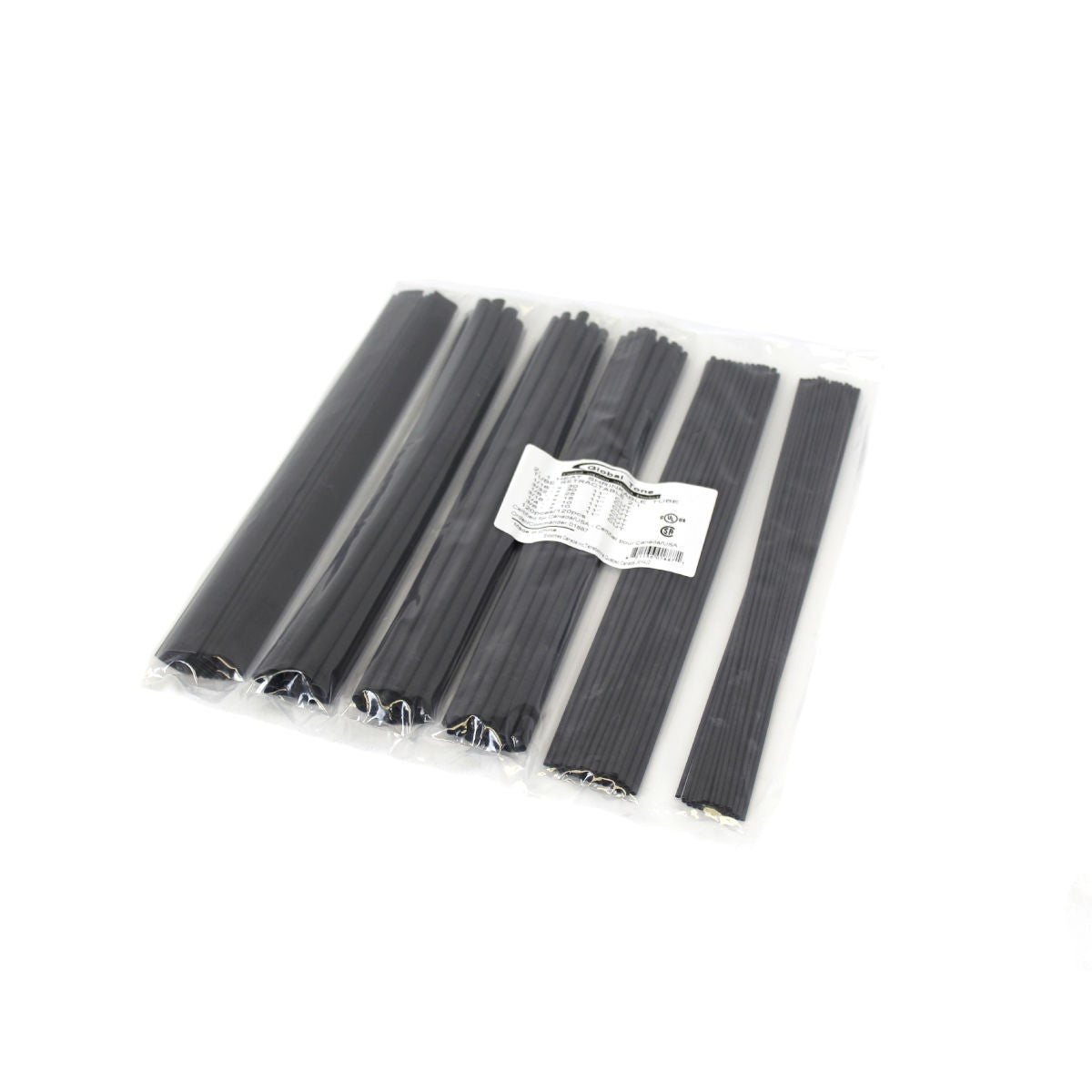 Assortiment de gaines thermorétractables 2:1, 120 pièces, noir, 11 po