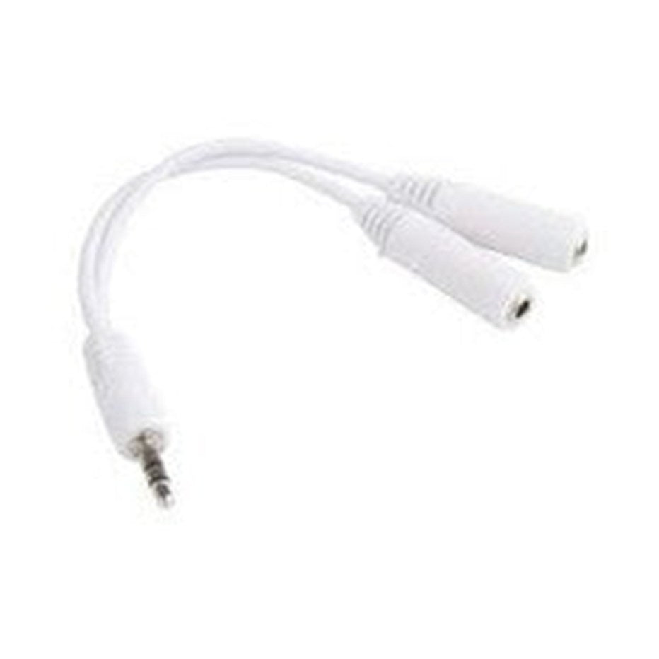 Globaltone Câble répartiteur 3,5 mm mâle vers 2 x 3,5 mm femelle, 6 po, blanc