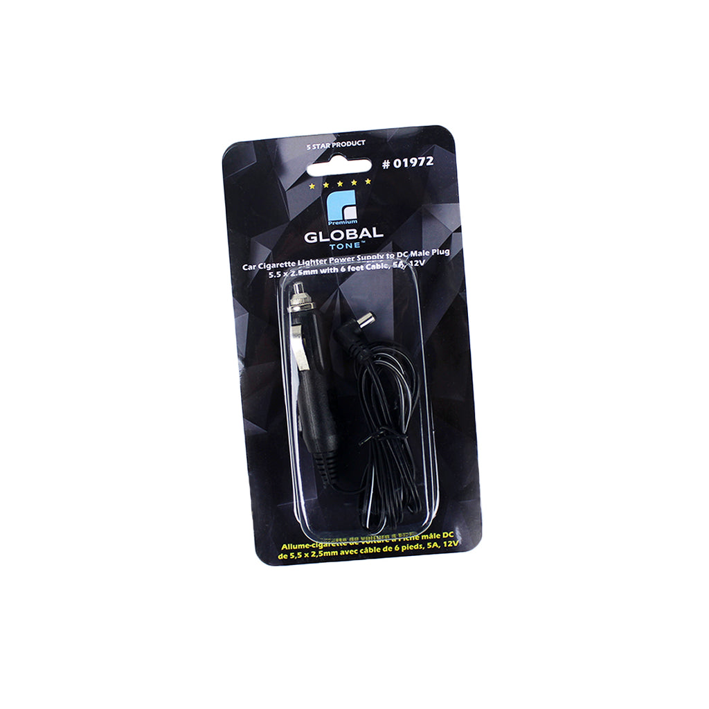 Cordon allume-cigare vers fiche CC 2,5 x 5,5 mm, 5 A, 6 pi