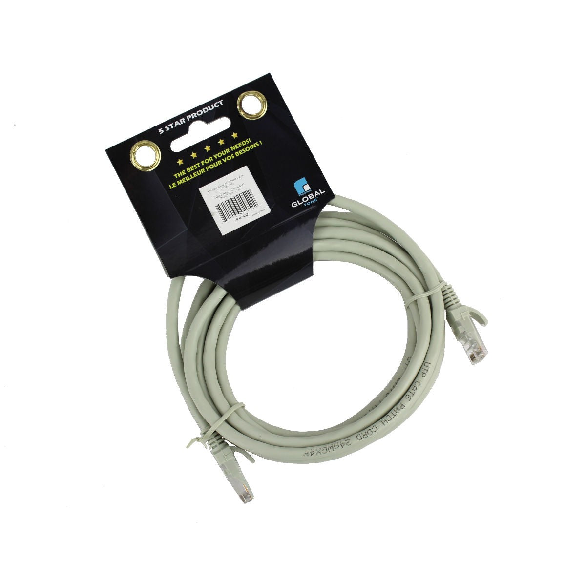 Câble réseau Ethernet CAT6, 10 pi, gris