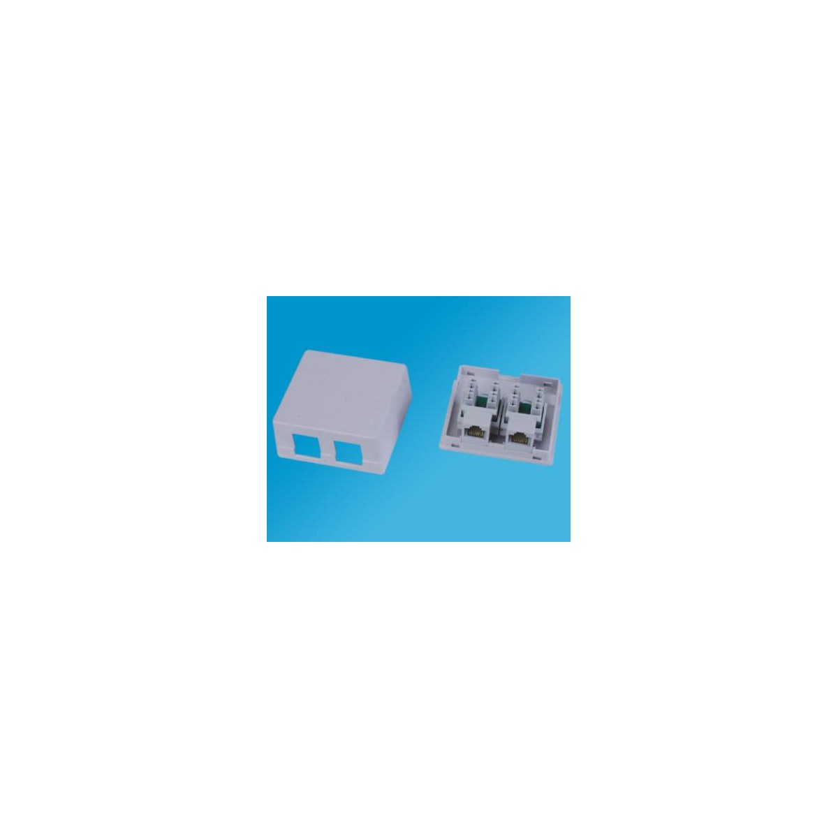cat5e  white Surface mount box with 2pc rj-45 keystone 110