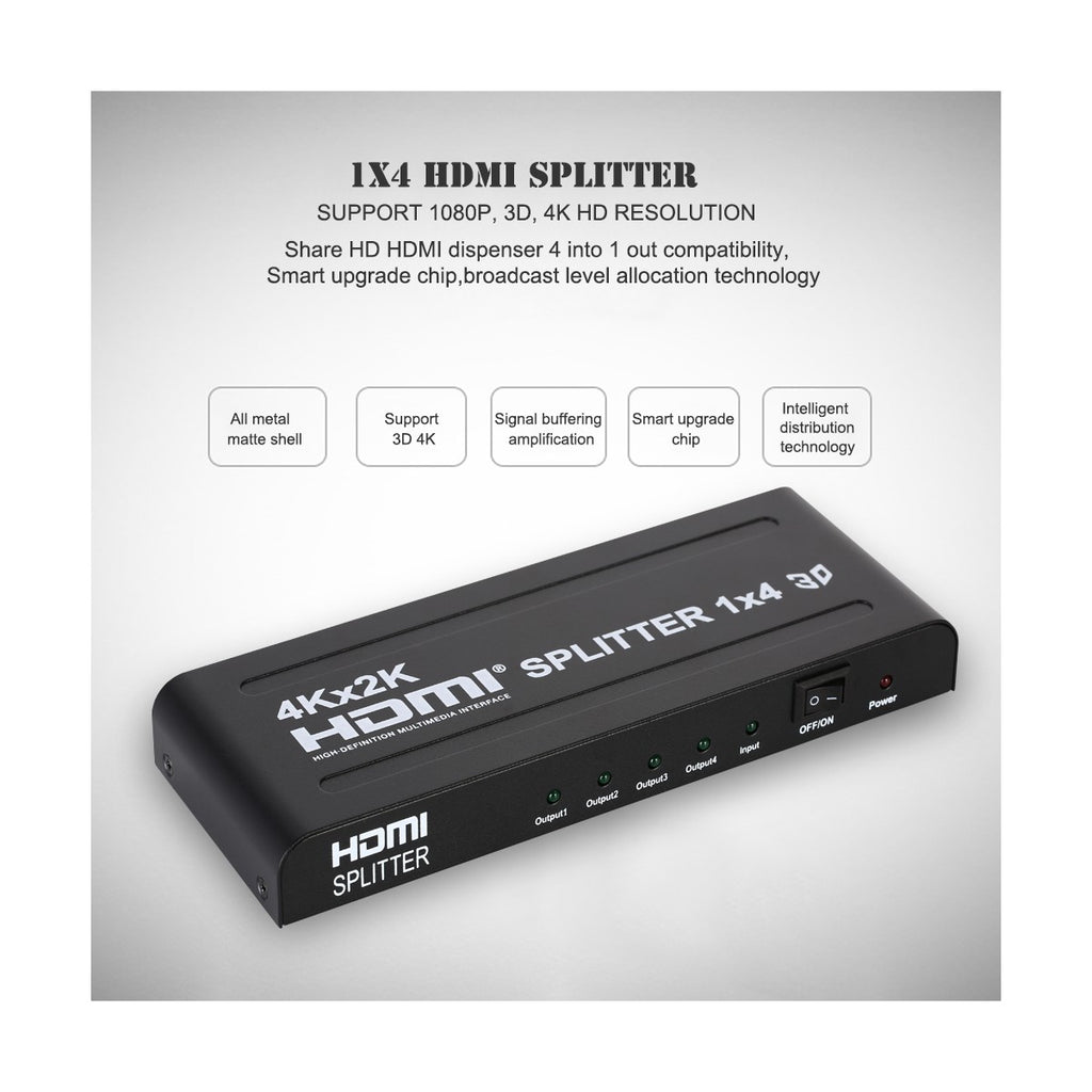 Répartiteur HDMI 1 entrée 4 sorties, v1.4, 4K, 3D, HDCP