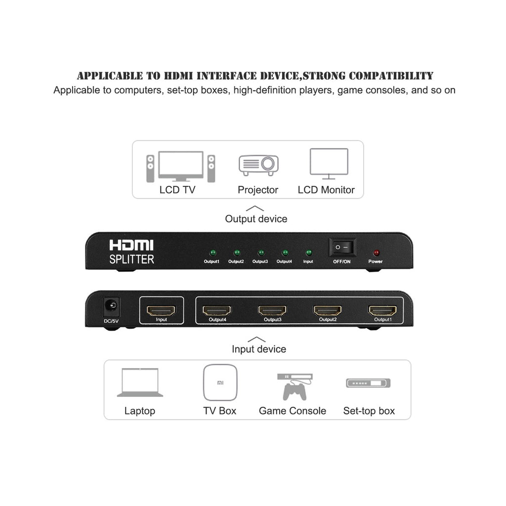 Répartiteur HDMI 1 entrée 4 sorties, v1.4, 4K, 3D, HDCP
