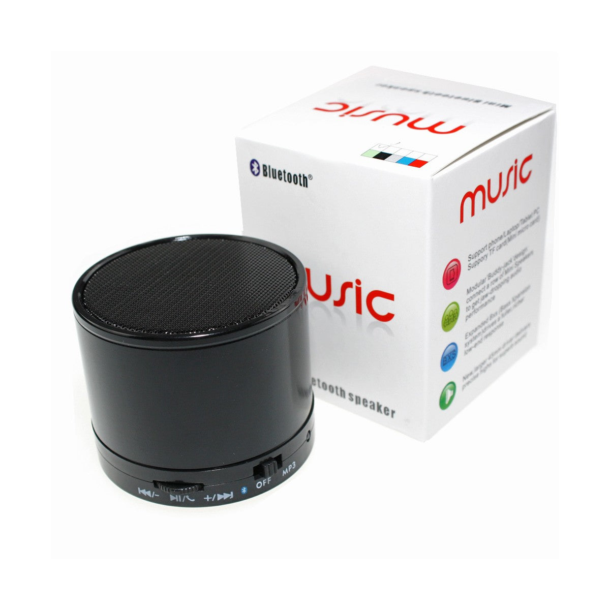 Haut-parleur Bluetooth portatif avec lecteur micro SD, noir