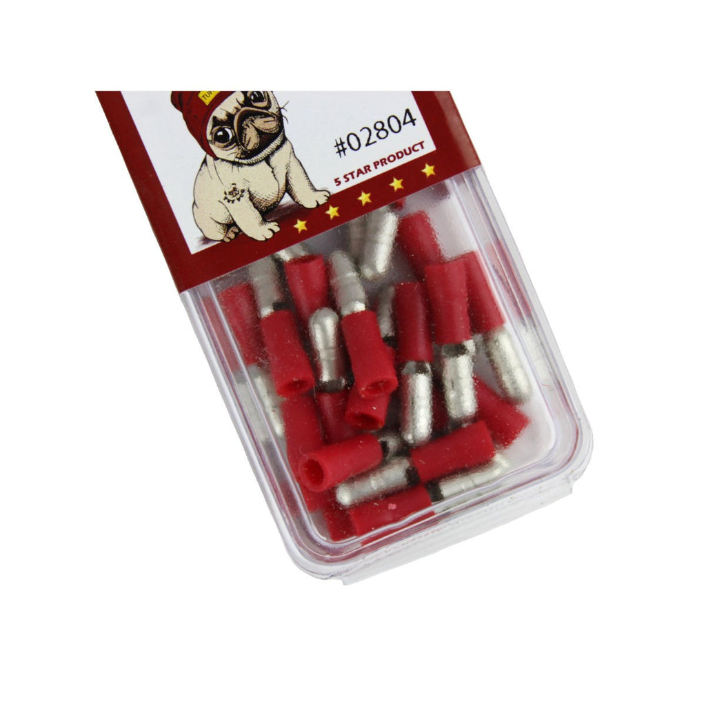 Cosses balle mâles 0,156 po, 22-18 AWG, vinyle, rouge, sac de 25