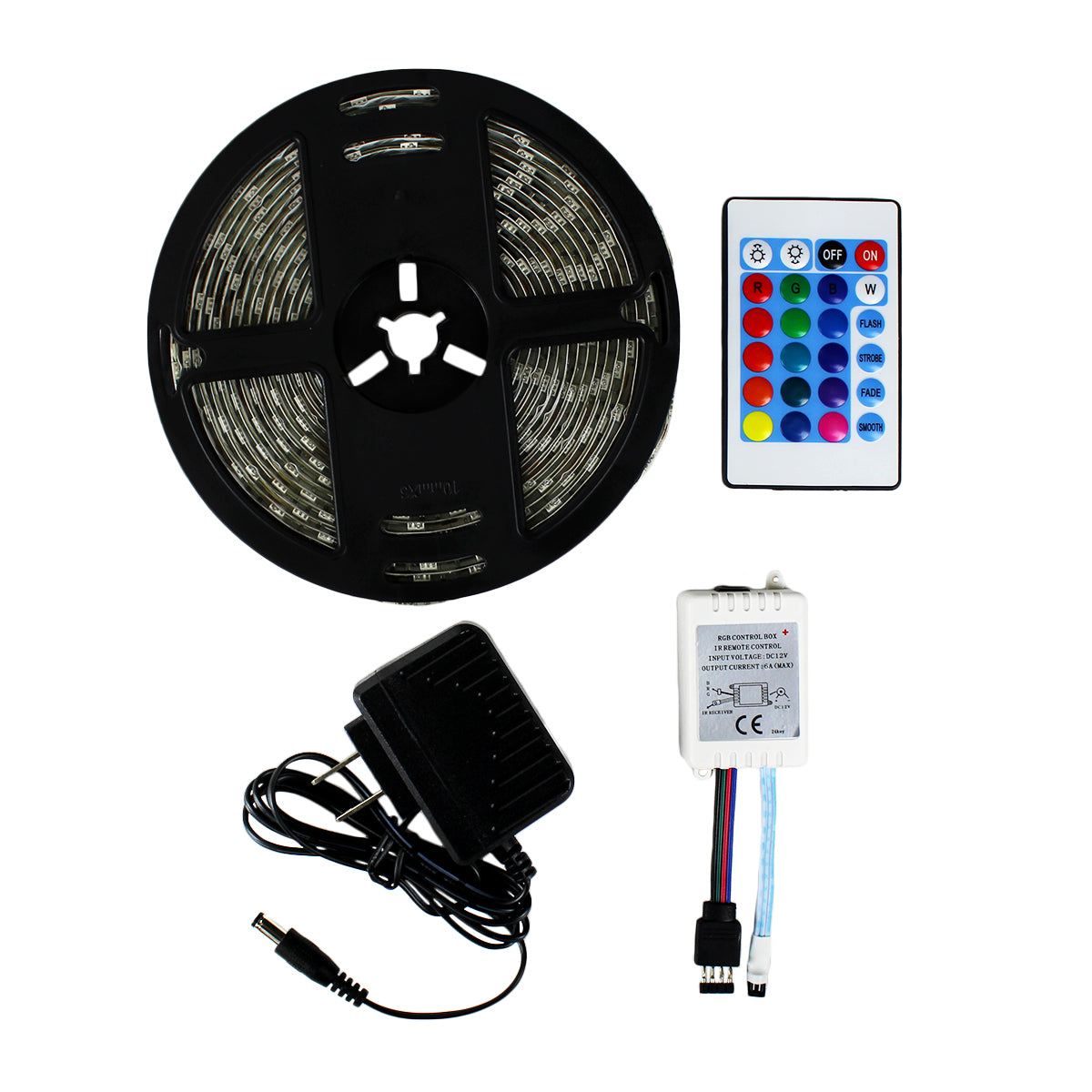 Ensemble ruban DEL RGB 5050, 5 m, avec contrôleur et alimentation, IP65