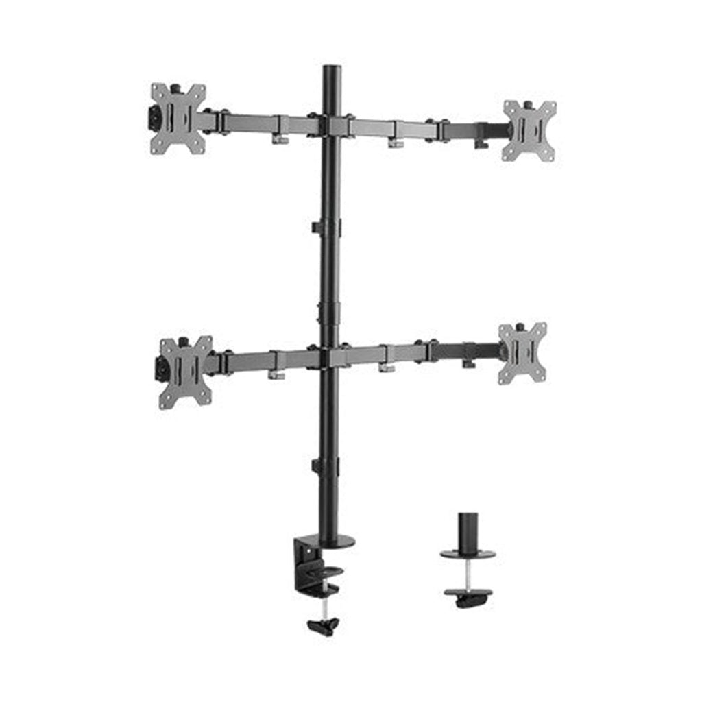 Support de bureau à pince pour 4 moniteurs 13 à 32 po, VESA 100 x 100, 8 kg par écran