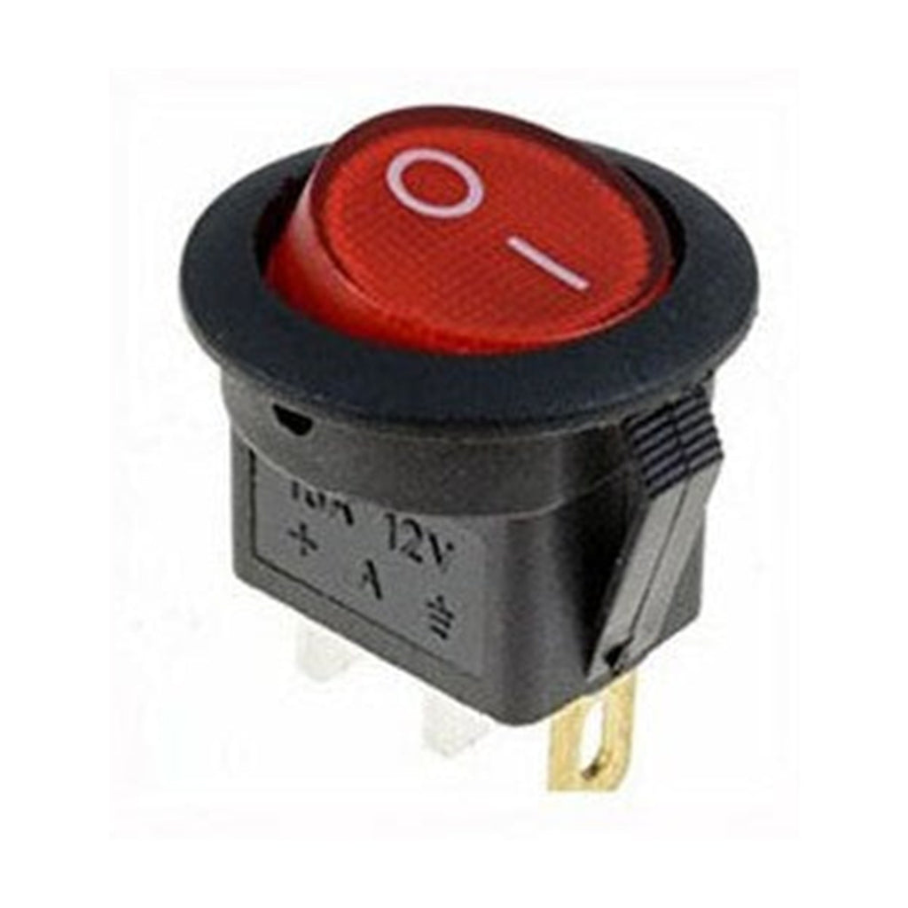 Interrupteur à bascule rond lumineux, 12 V CC, 10 A, rouge