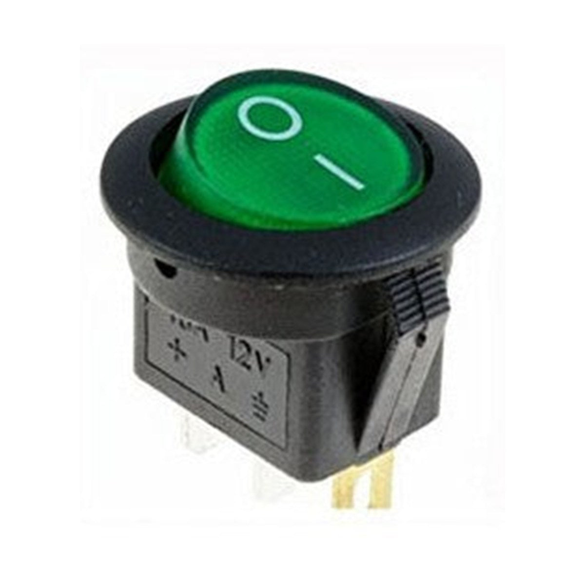 Interrupteur à bascule rond lumineux, 12 V CC, 10 A, vert