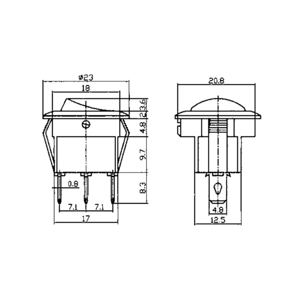 Interrupteur à bascule rond lumineux, 12 V CC, 10 A, bleu