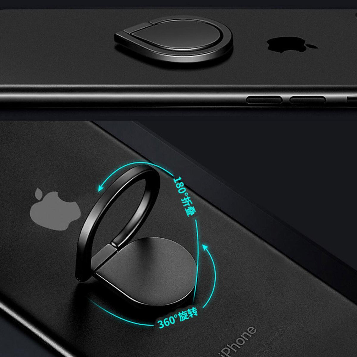 Anneau de support pour téléphone, noir