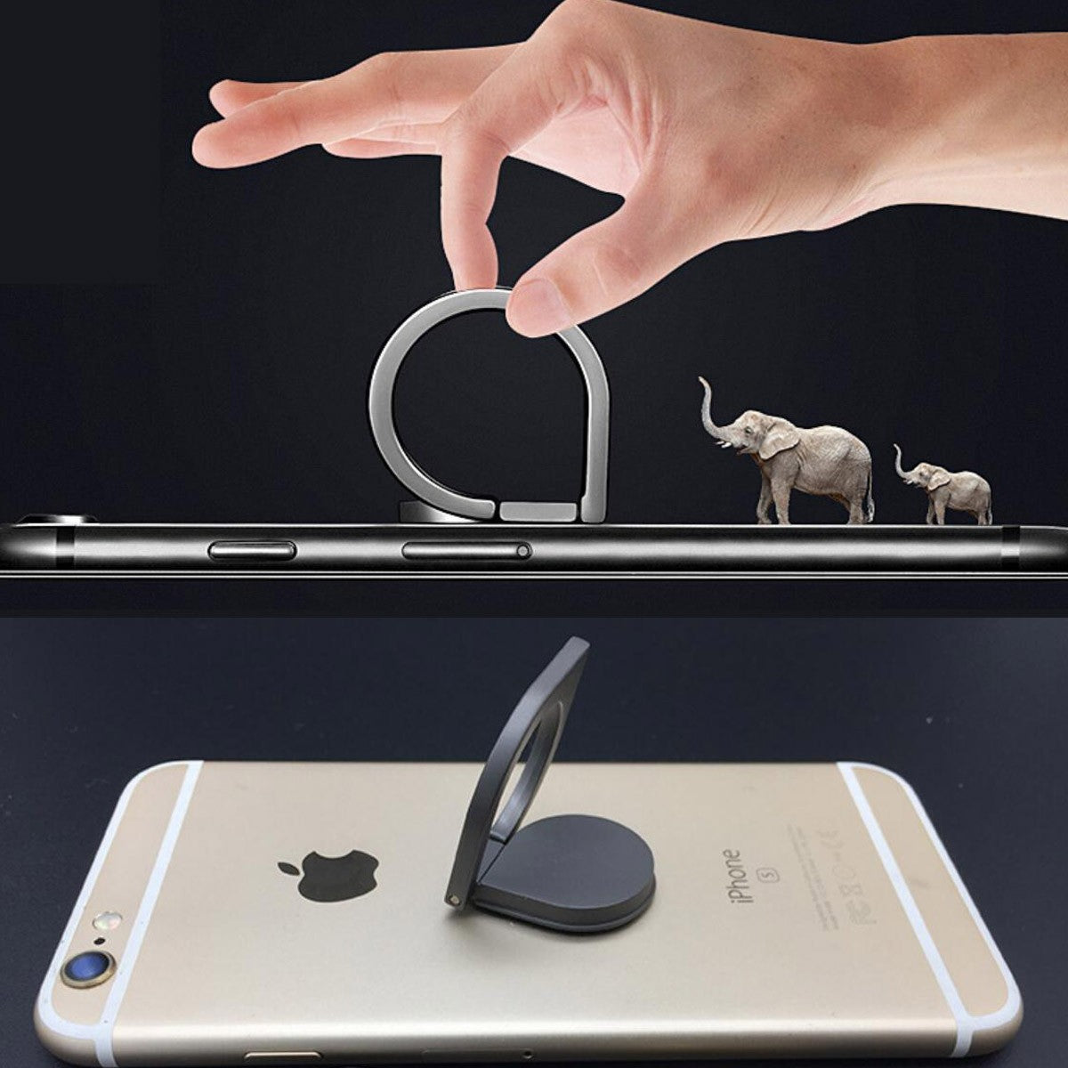 Anneau de support pour téléphone, noir