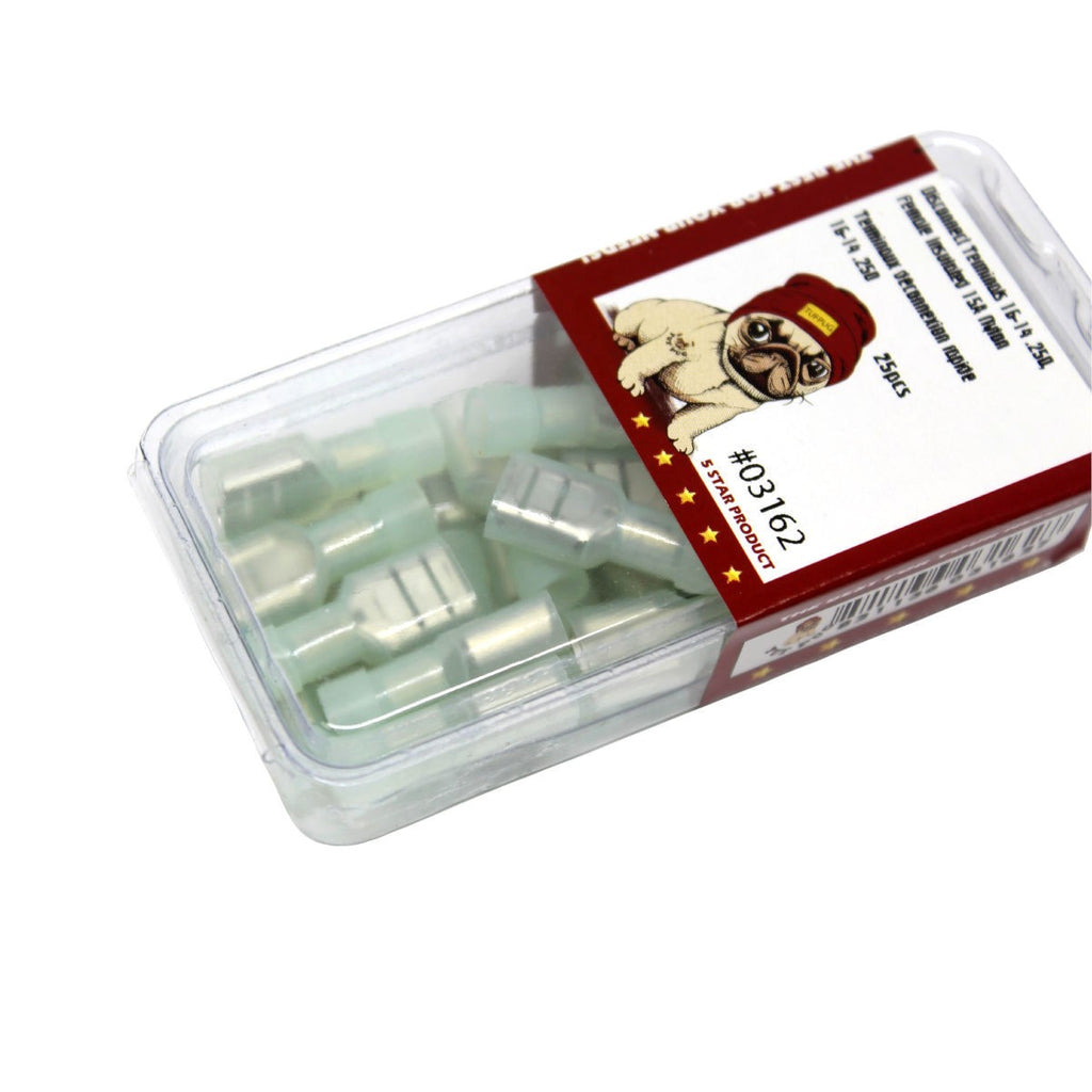 Cosses à déconnexion rapide femelles 0,250 po, 16-14 AWG, nylon, 15 A, sac de 25