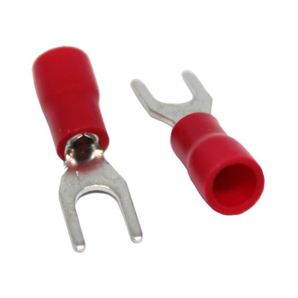 Cosses à fourche n° 8, 22-16 AWG, vinyle, rouge, sac de 25