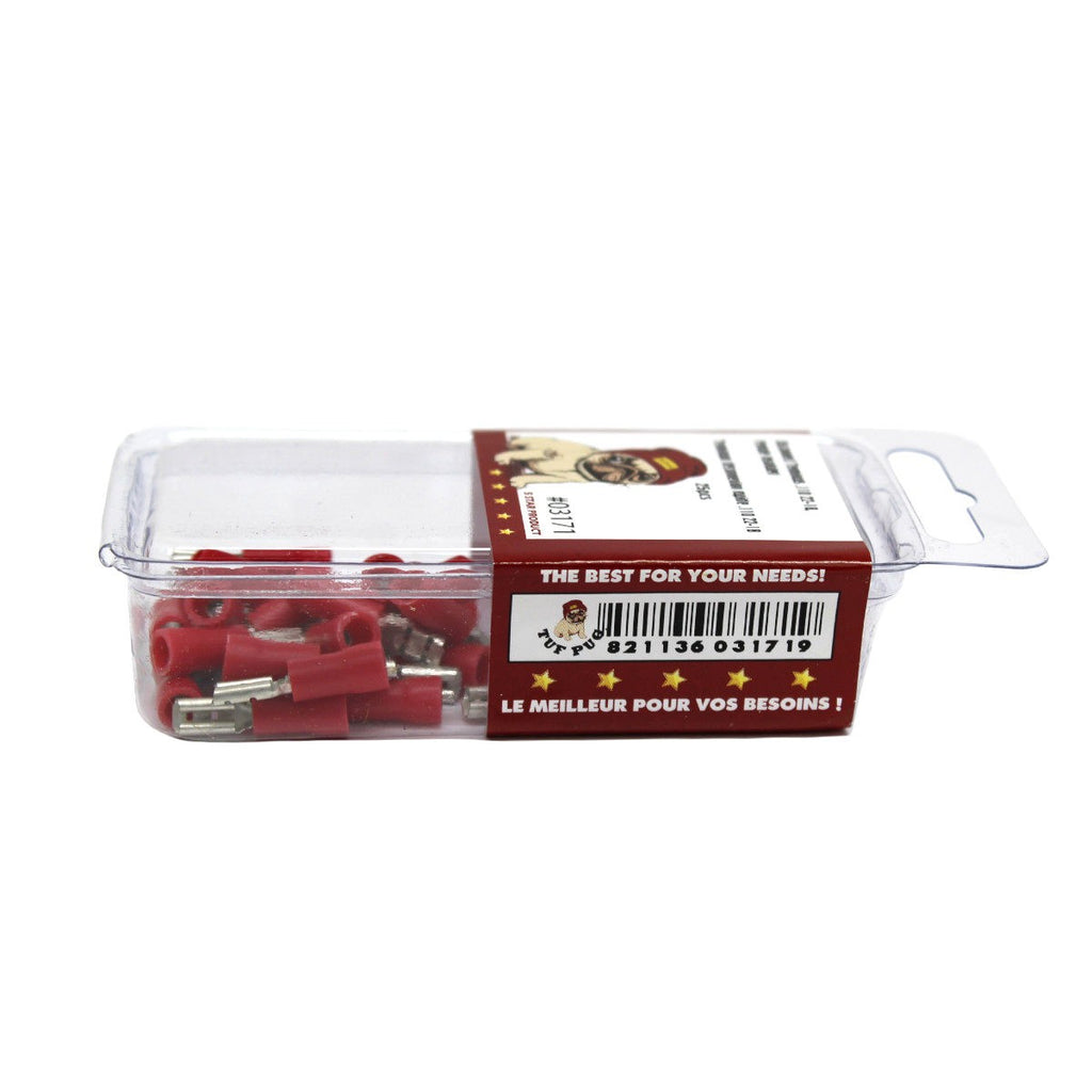 Cosses à déconnexion rapide femelles 0,110 po, 22-18 AWG, vinyle, sac de 25