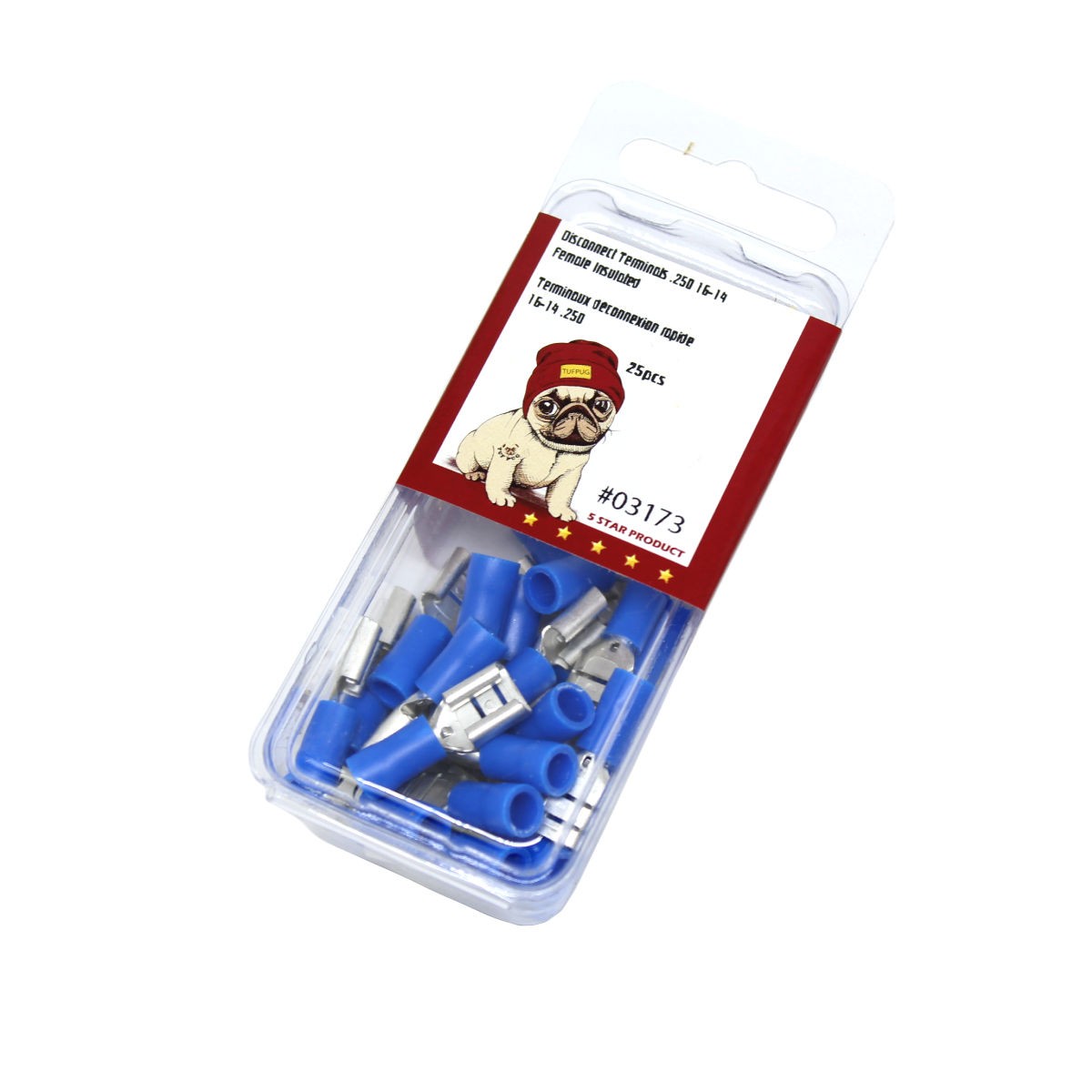 Cosses à déconnexion rapide femelles 0,250 po, 16-14 AWG, vinyle, sac de 25