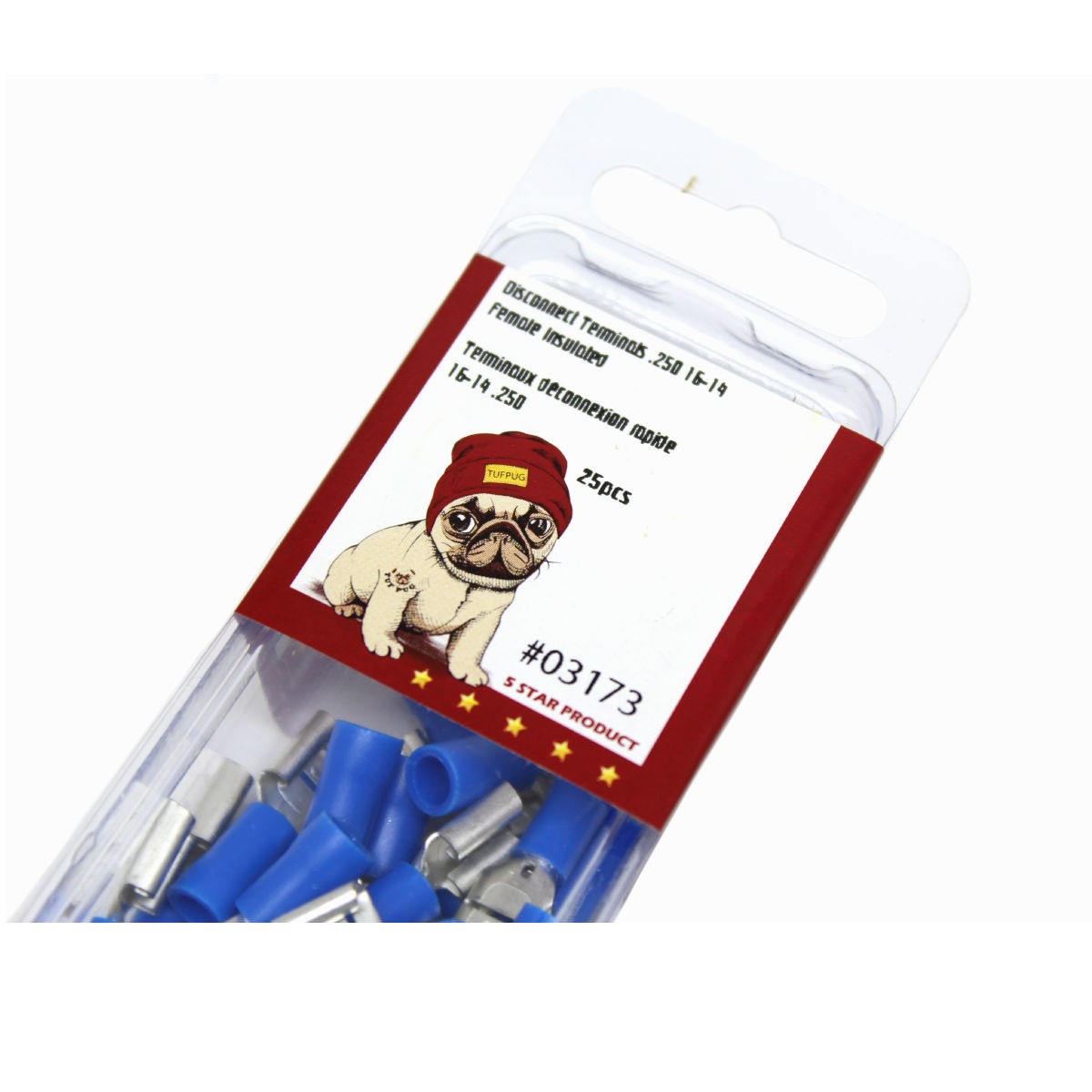 Cosses à déconnexion rapide femelles 0,250 po, 16-14 AWG, vinyle, sac de 25