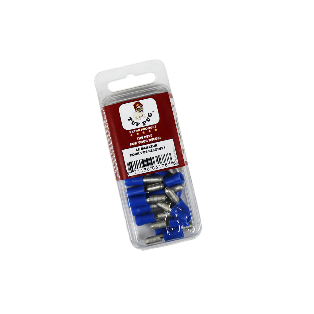 Cosses balle mâles 0,156 po, 16-14 AWG, vinyle, bleu, sac de 25
