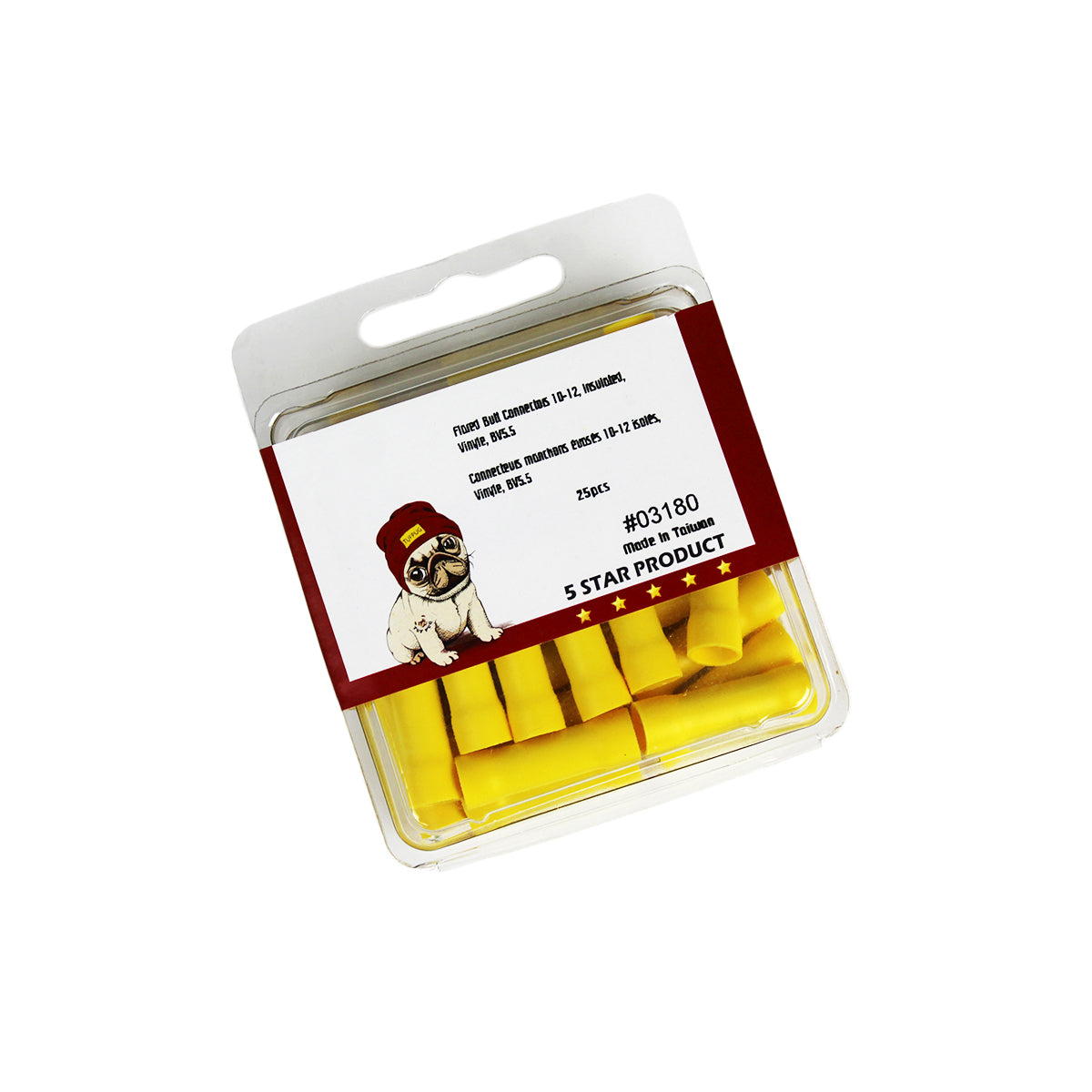 Manchons de raccordement évasés 12-10 AWG, vinyle, jaune, sac de 25
