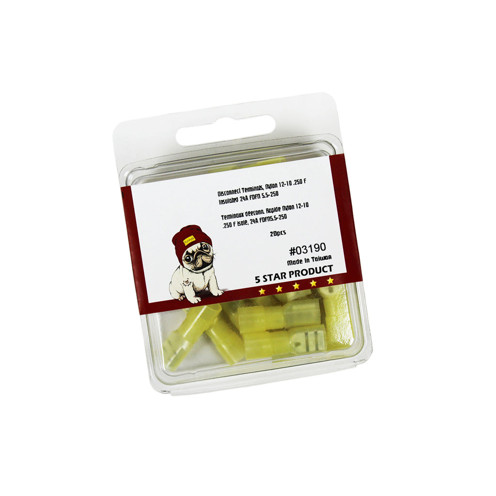 Terminaux déconn. rapide Nylon 12-10 .250 F isolé, 24a FDFN 5.5-250, 25pcs