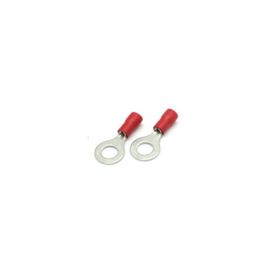 Cosses à anneau 1/4 po, 22-16 AWG, vinyle, rouge, sac de 25