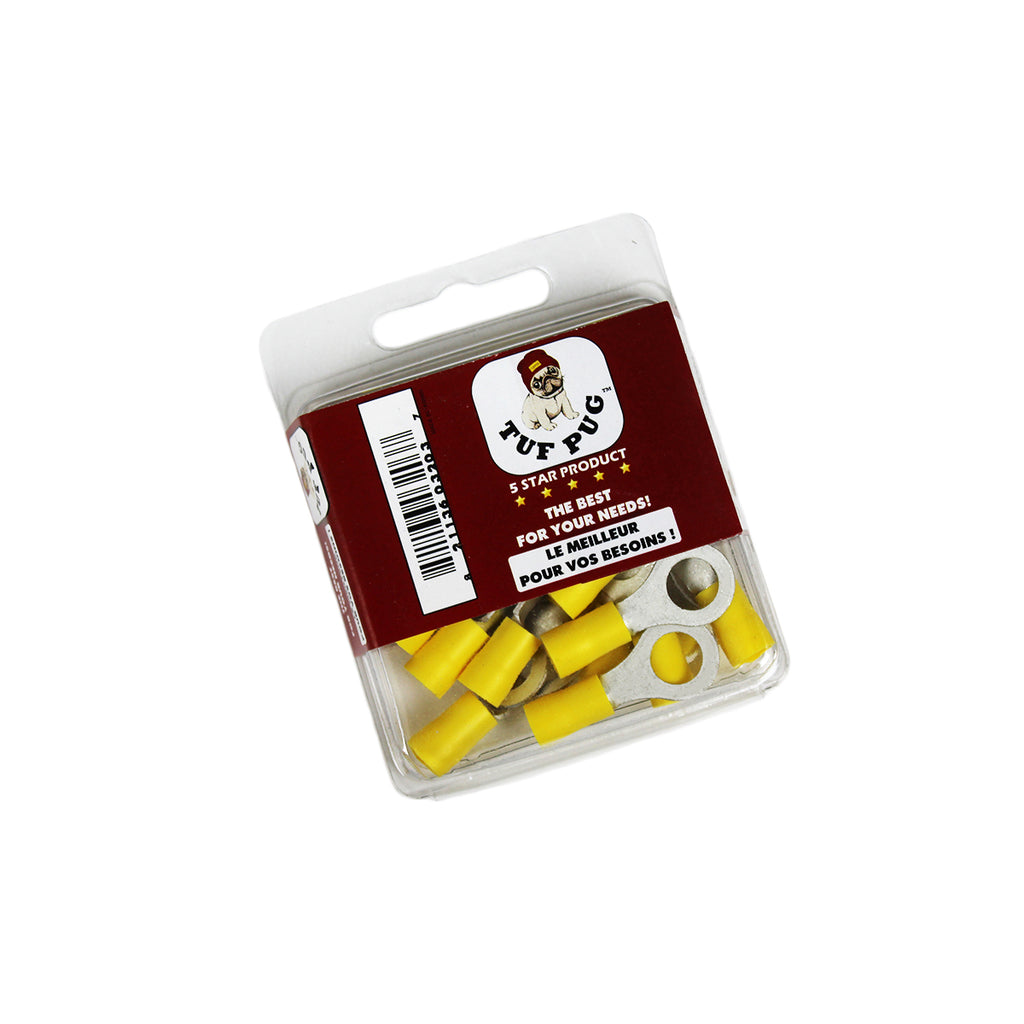 Cosses à anneau 5/16 po, 12-10 AWG, vinyle, jaune, sac de 25