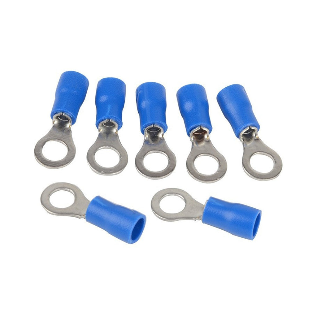 Cosses à anneau 1/4 po, 16-14 AWG, vinyle, bleu, sac de 25