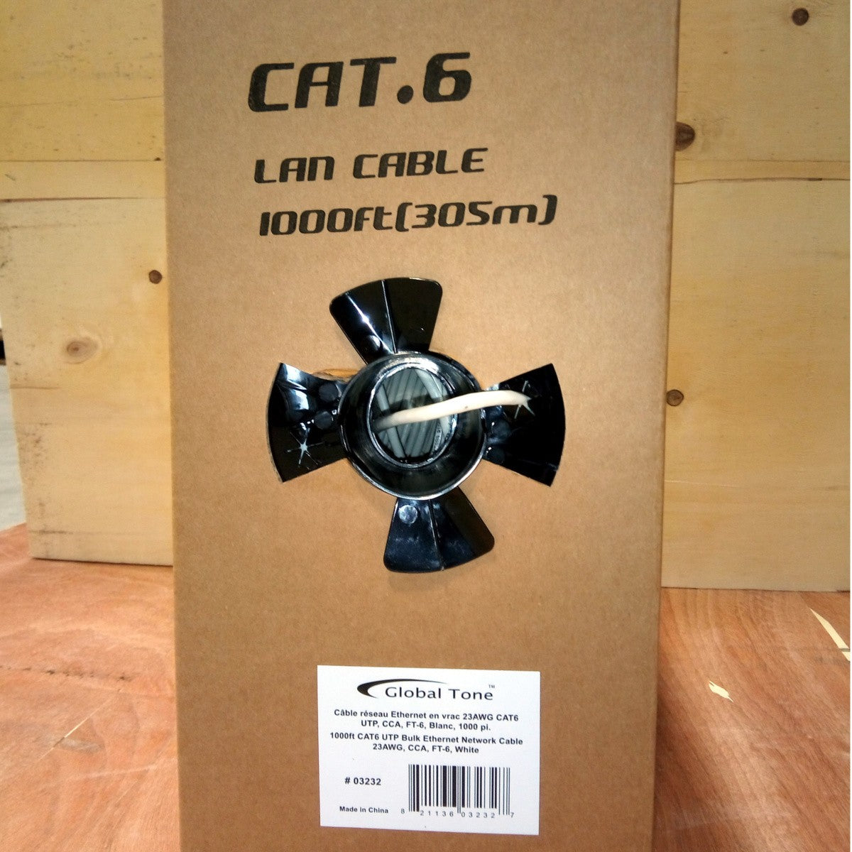 Câble réseau CAT6 en vrac, 23 AWG UTP, CCA, blanc, 1000 pi