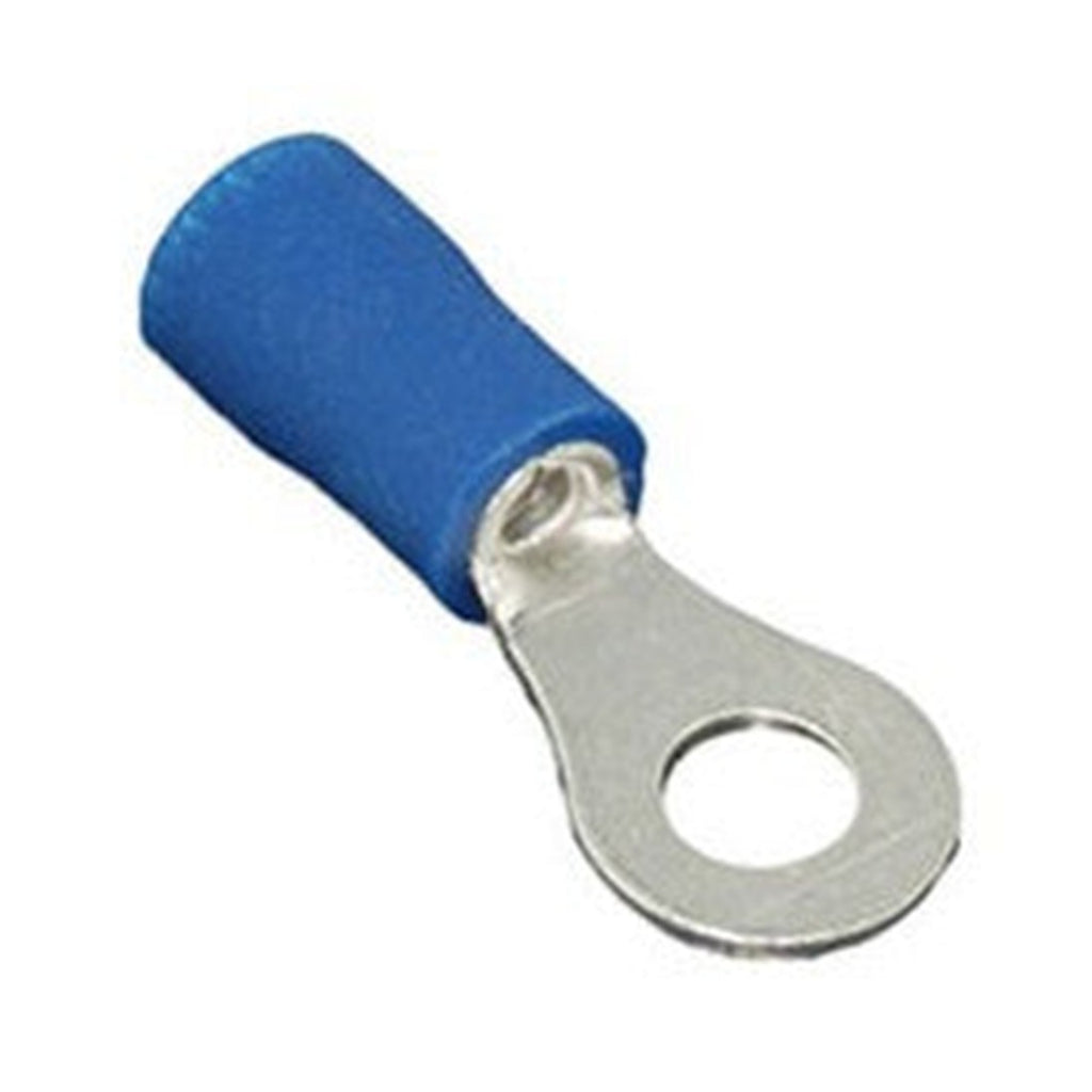 Cosses à anneau n° 8, 16-14 AWG, vinyle, bleu, sac de 25