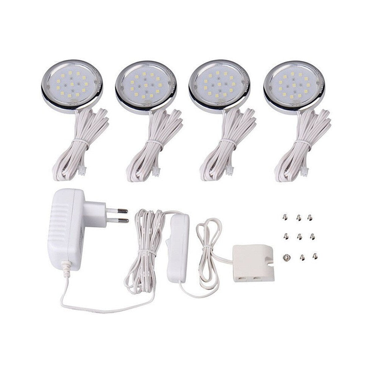 Ensemble de 4 luminaires DEL ronds sous armoire, 3000 K blanc chaud, certifié cULus