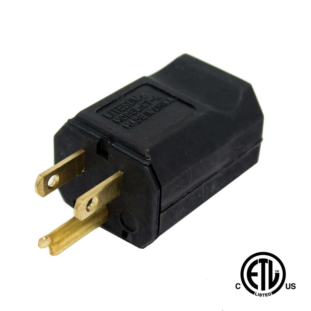 Fiche mâle NEMA 5-15P à câbler, 125 V 15 A, noir