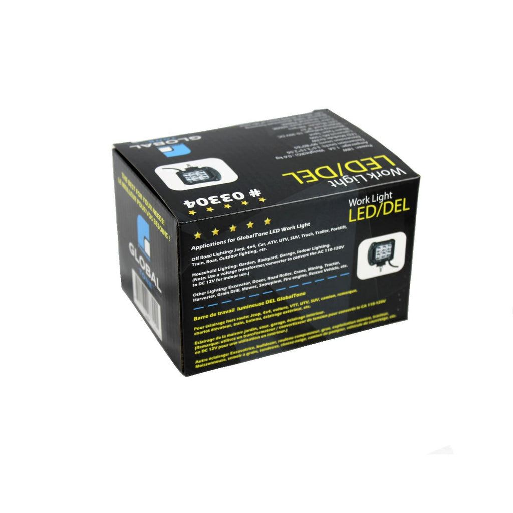 Barre lumineuse 6 DEL, 18 W, 1500 lm, 10-30 V CC, IP67, faisceau étroit