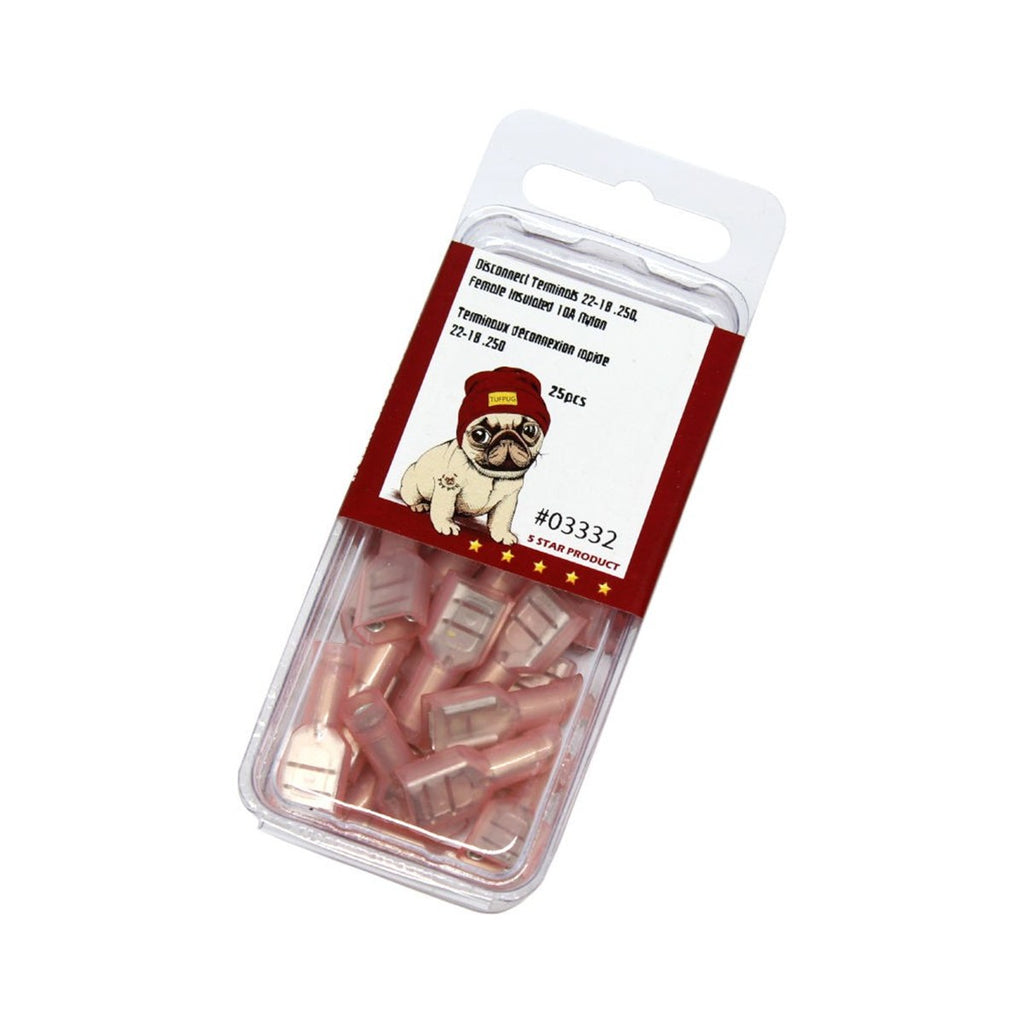 Cosses à déconnexion rapide femelles 0,250 po, 22-18 AWG, nylon, 10 A, sac de 25