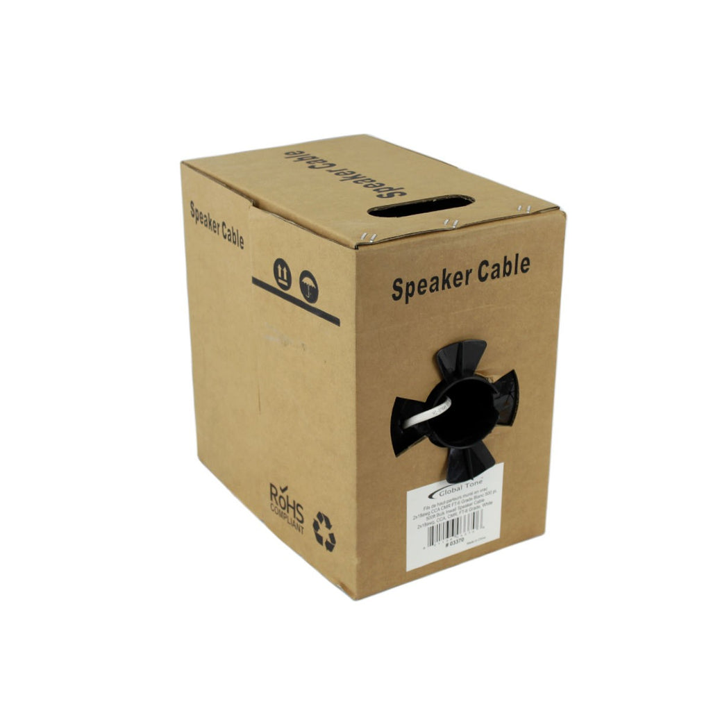 Fils de haut-parleurs 2x18awg PVC CCA  Blanc 500 pi.