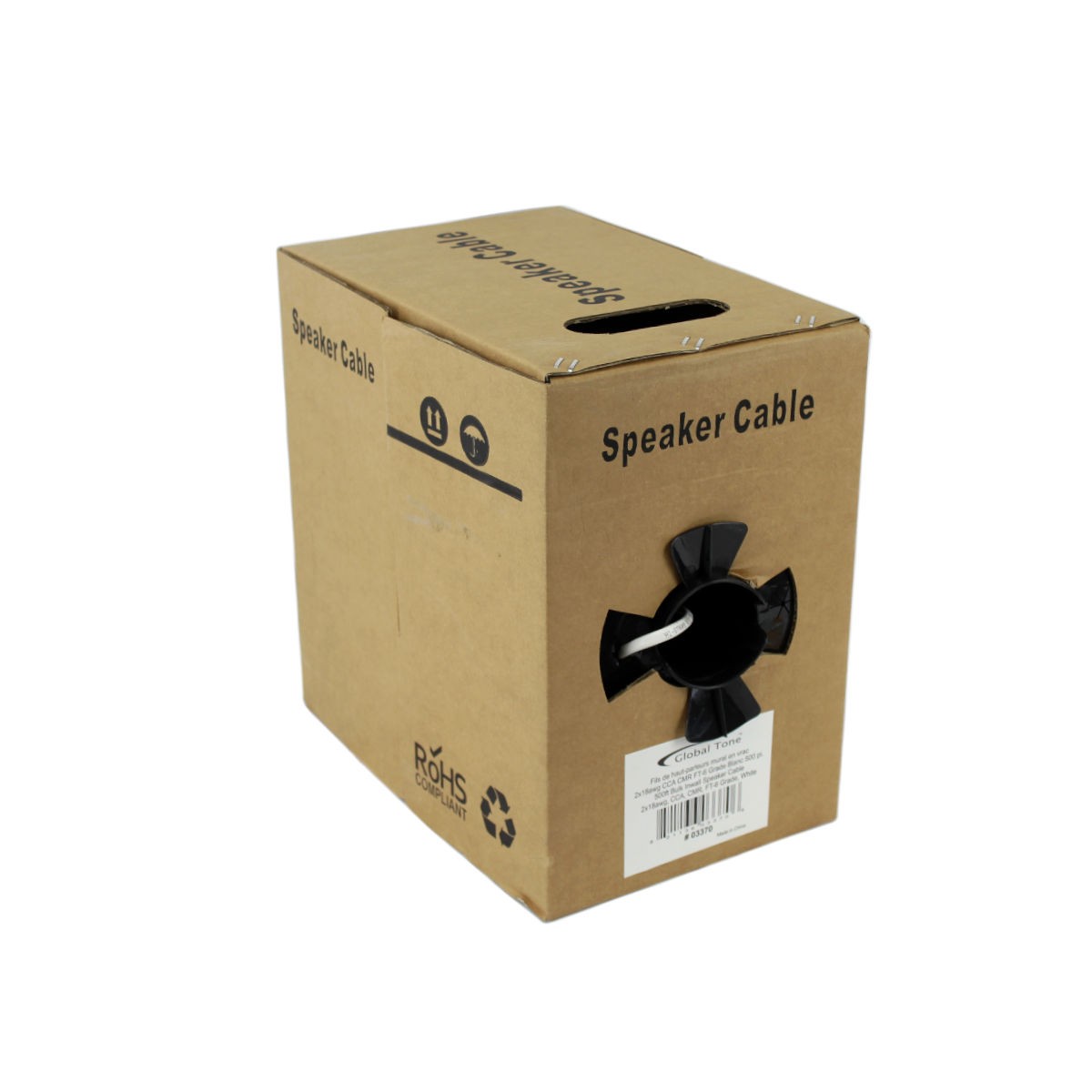 Fils de haut-parleurs 2x18awg PVC CCA  Blanc 500 pi.