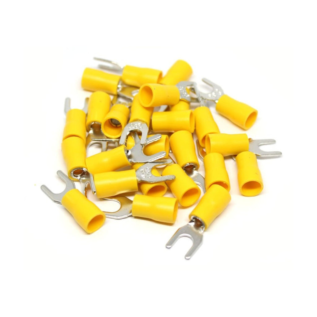 Cosses à fourche n° 10, 12-10 AWG, vinyle, jaune, sac de 25