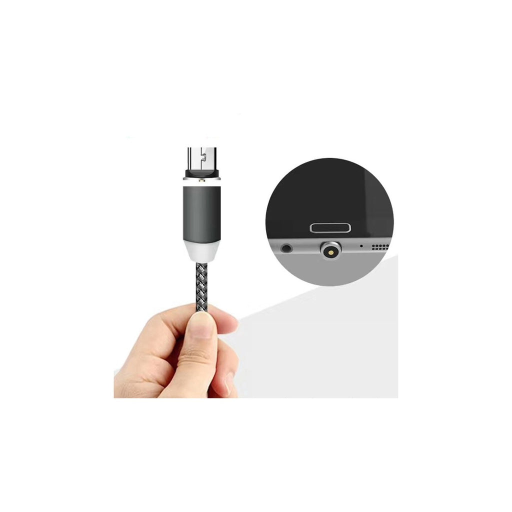 Câble magnétique 3 en 1 Micro USB Lightning Type C pour Android Apple, Gris